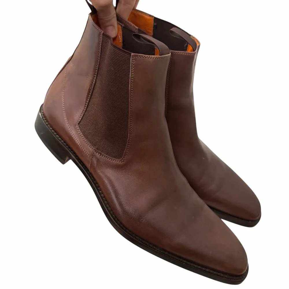 Mezlan Dark Brown Leather Ankle Boots Mens‎ 9.5